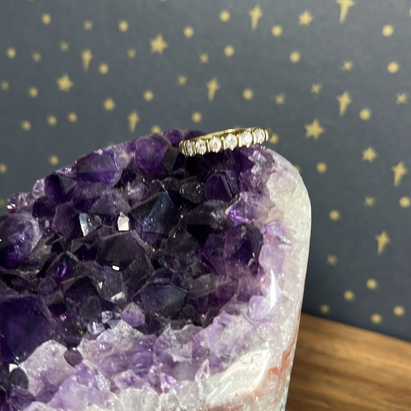 14k gold and CZ half eternity ring - Picture 3 of 9